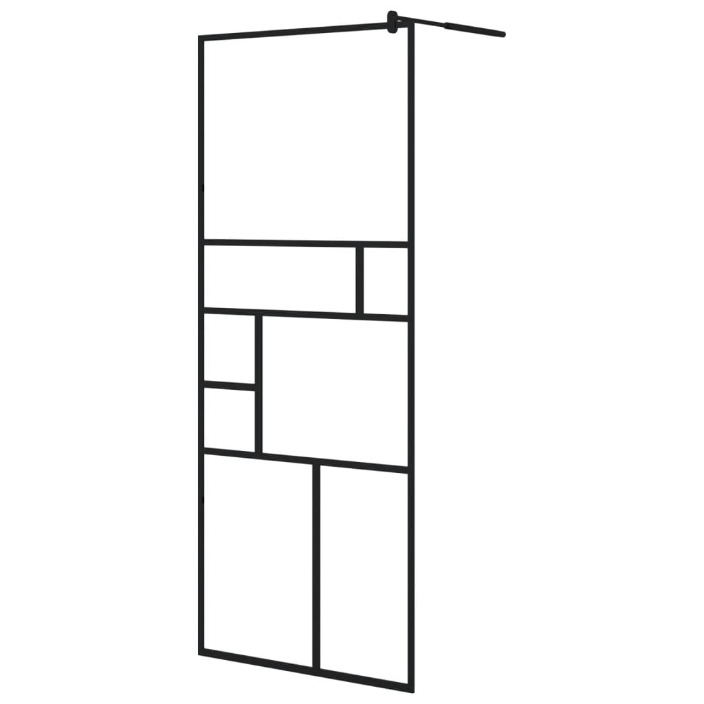 Inloopdouchewand 80x195 cm ESG-glas transparant en zwart