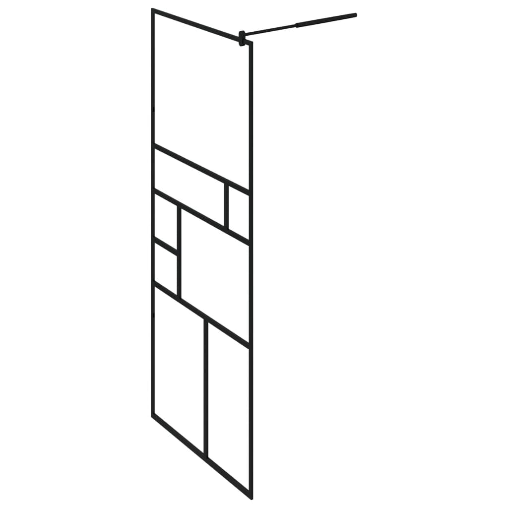 Inloopdouchewand 80x195 cm ESG-glas transparant en zwart
