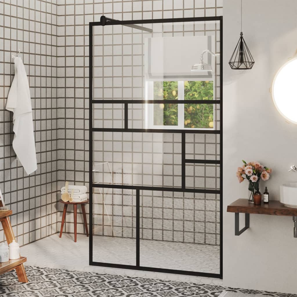 Inloopdouchewand 90x195 cm ESG-glas transparant en zwart