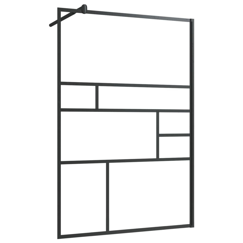 Inloopdouchewand 115x195 cm ESG-glas transparant en zwart