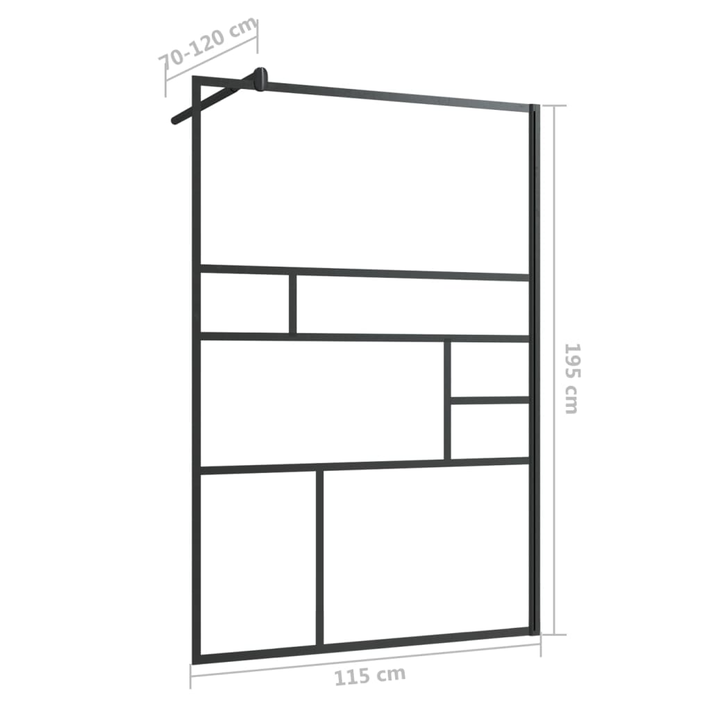 Inloopdouchewand 115x195 cm ESG-glas transparant en zwart