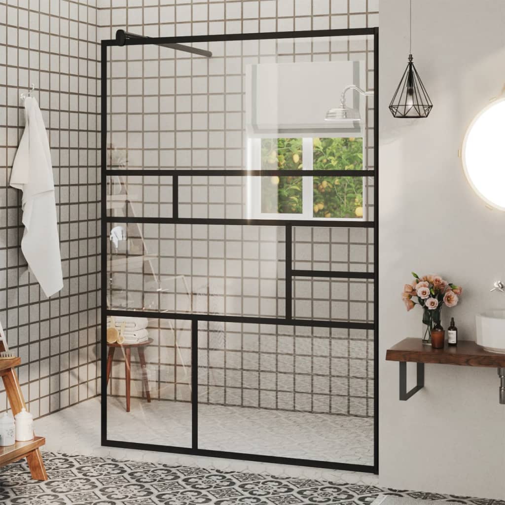 Inloopdouchewand 115x195 cm ESG-glas transparant en zwart