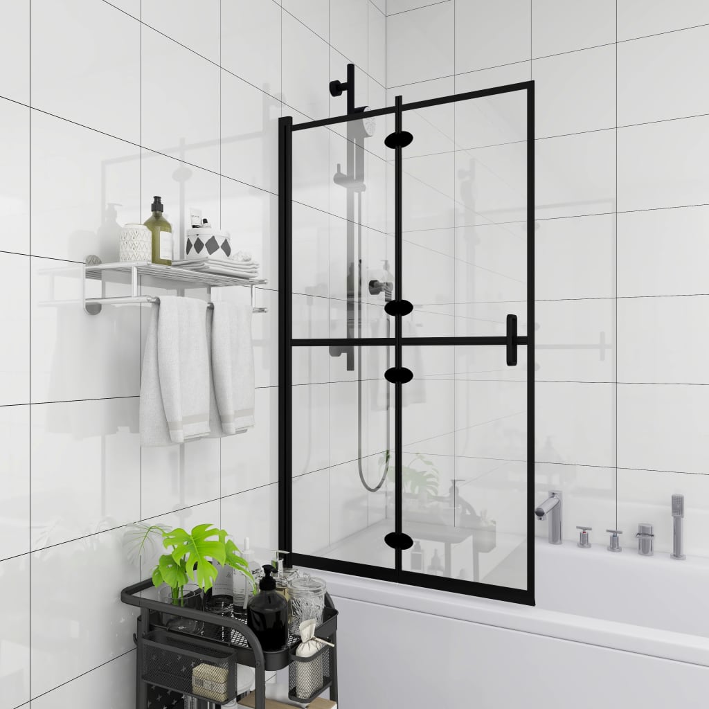 Douchewand inklapbaar 80x140 cm ESG zwart