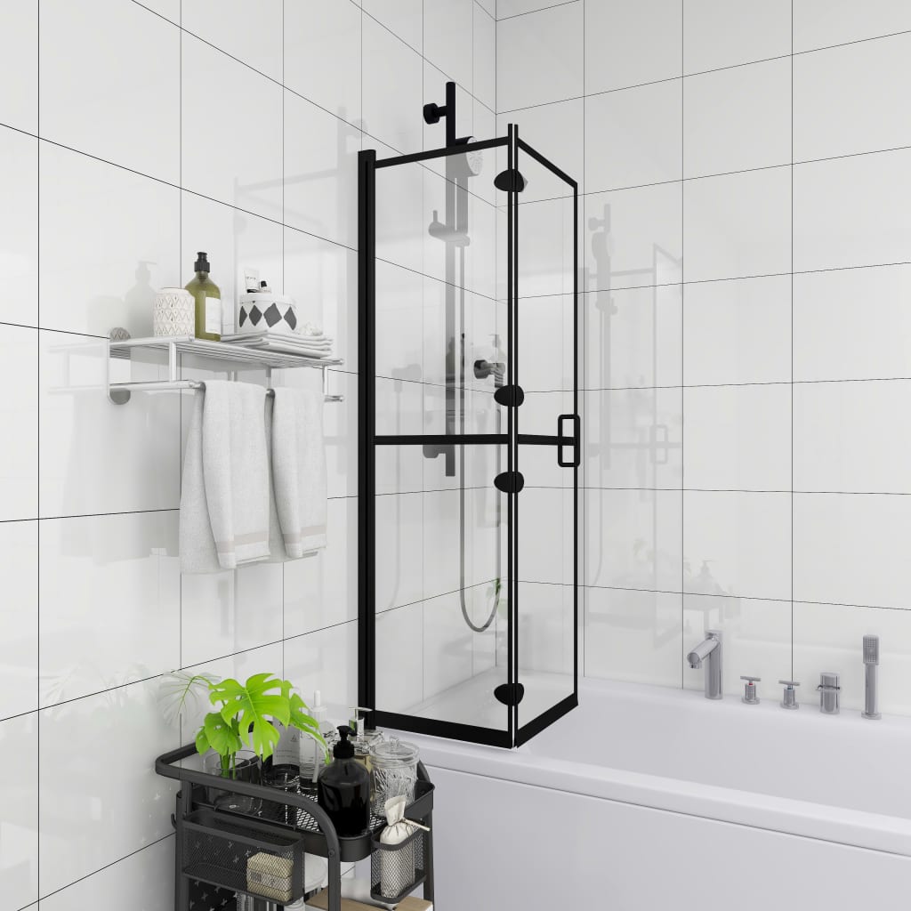 Douchewand inklapbaar 80x140 cm ESG zwart