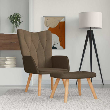 Relaxstoel met voetenbank stof bruin