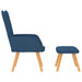 Relaxstoel met voetenbank stof blauw