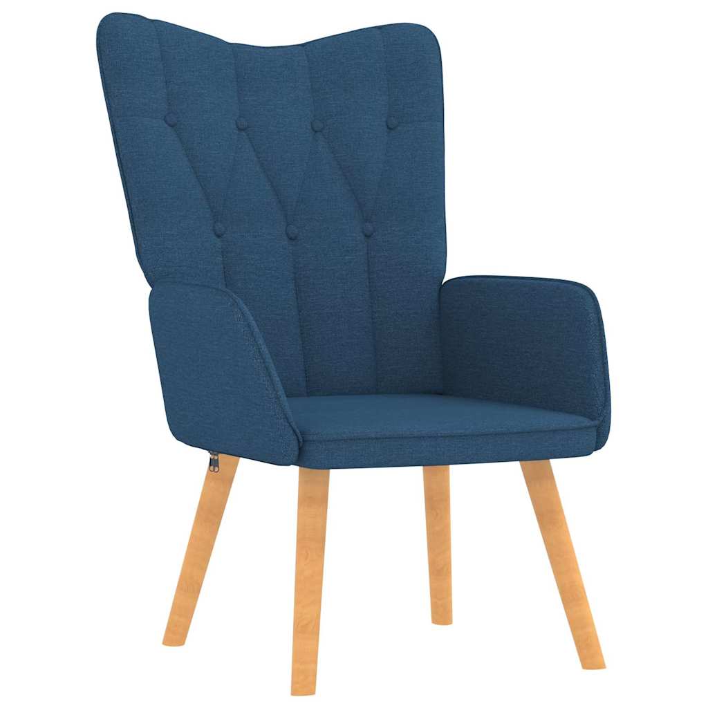 Relaxstoel met voetenbank stof blauw