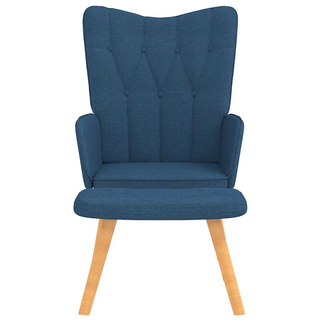 Relaxstoel met voetenbank stof blauw