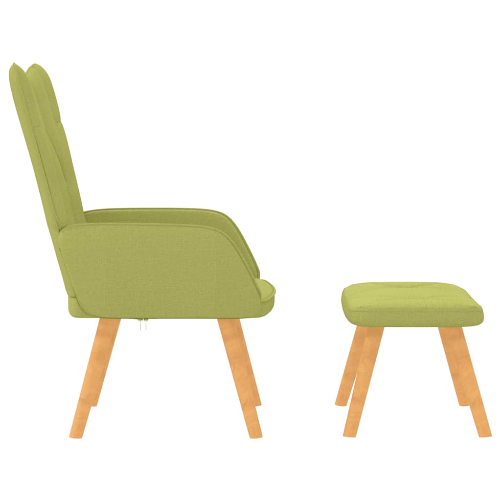 Relaxstoel met voetenbank stof groen