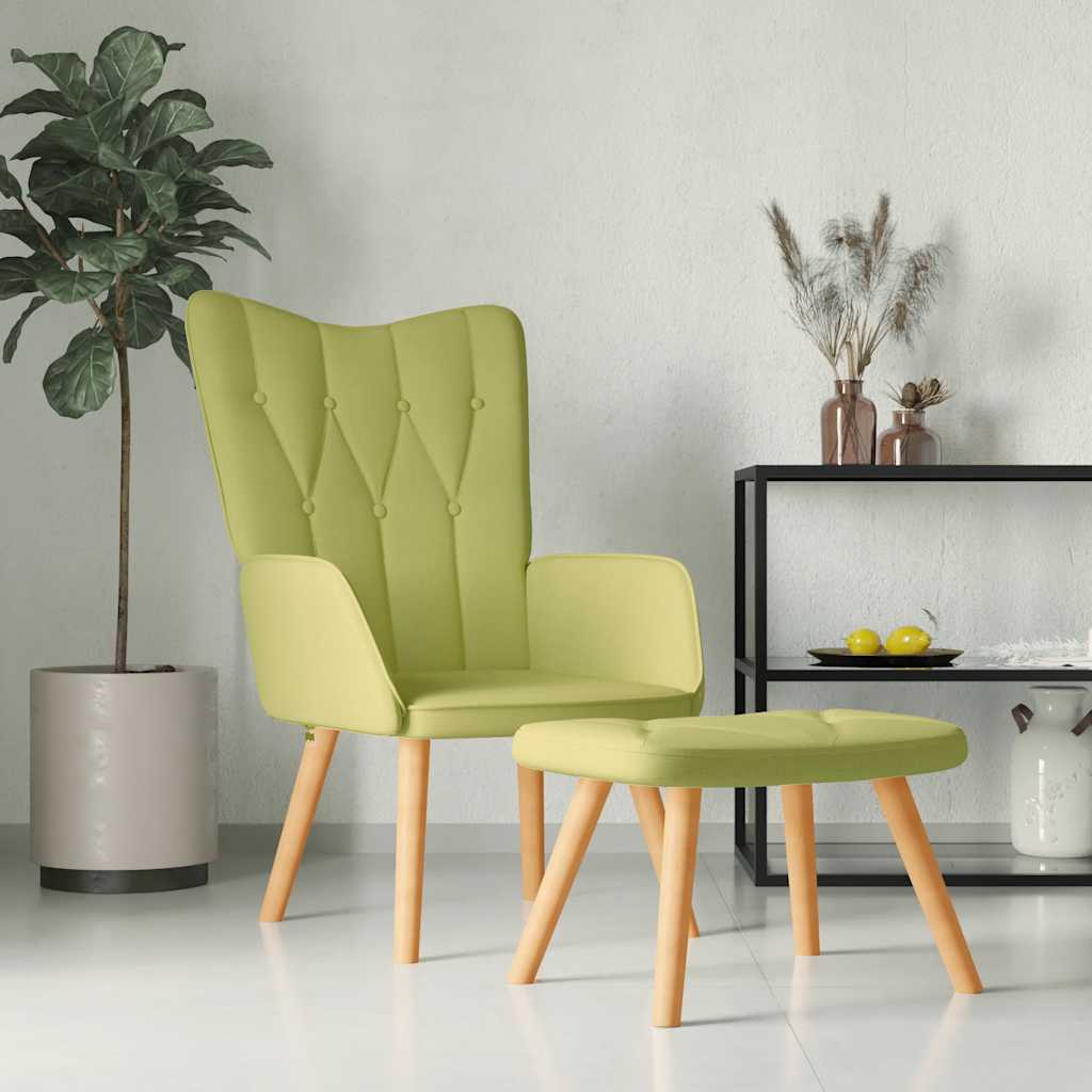 Relaxstoel met voetenbank stof groen