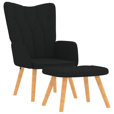 Relaxstoel met voetenbank stof zwart