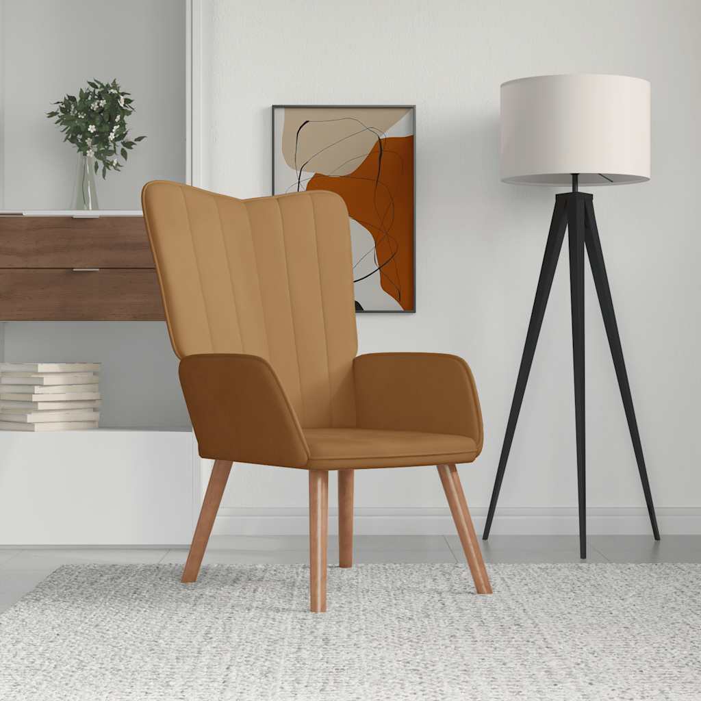 Relaxstoel fluweel bruin