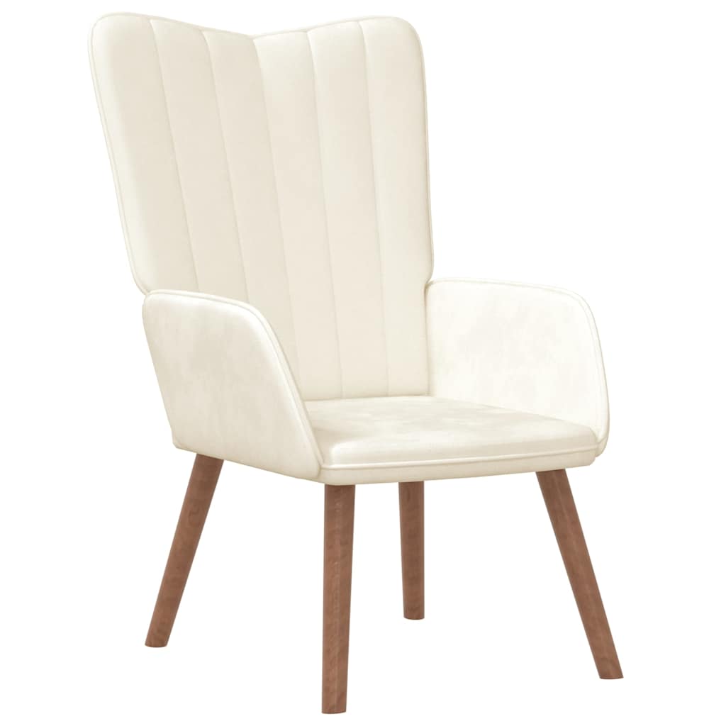 Relaxstoel fluweel crèmewit