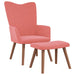 Relaxstoel met voetenbank fluweel roze