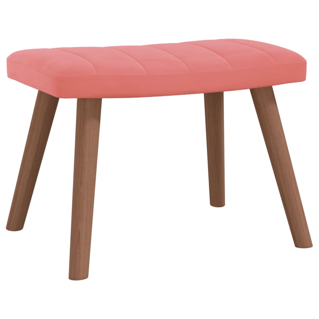 Relaxstoel met voetenbank fluweel roze