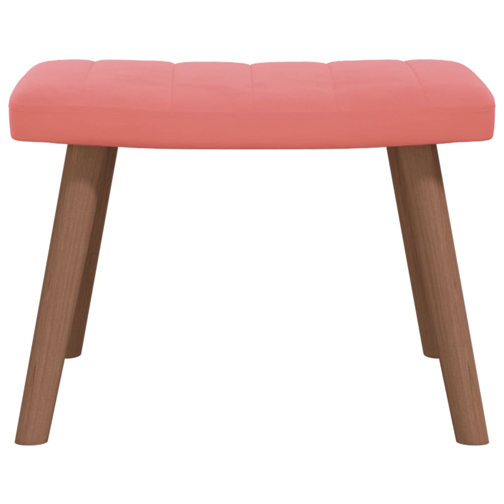 Relaxstoel met voetenbank fluweel roze