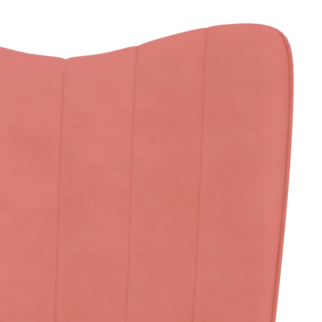 Relaxstoel met voetenbank fluweel roze