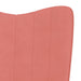 Relaxstoel met voetenbank fluweel roze
