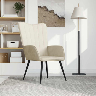 Relaxstoel fluweel crèmewit