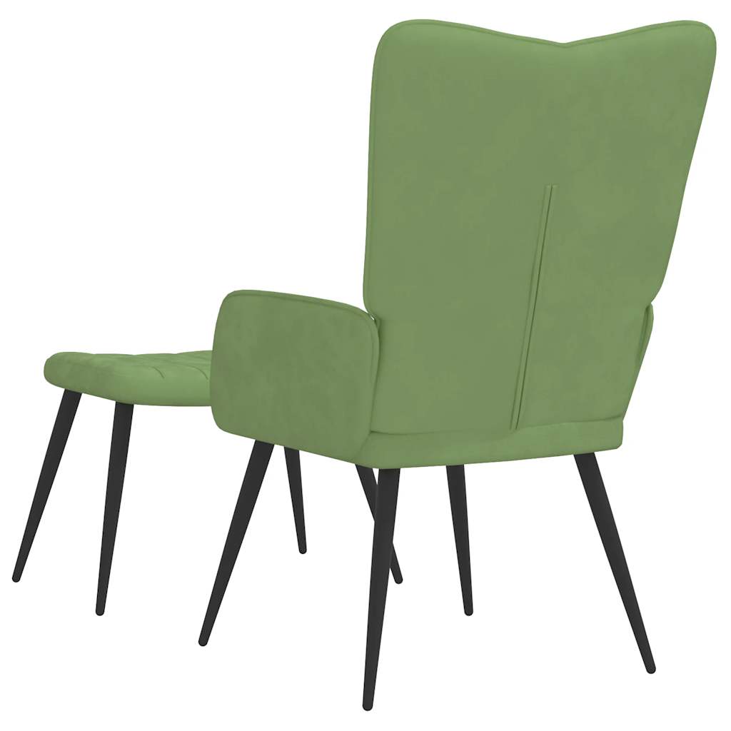 Relaxstoel met voetenbank fluweel lichtgroen