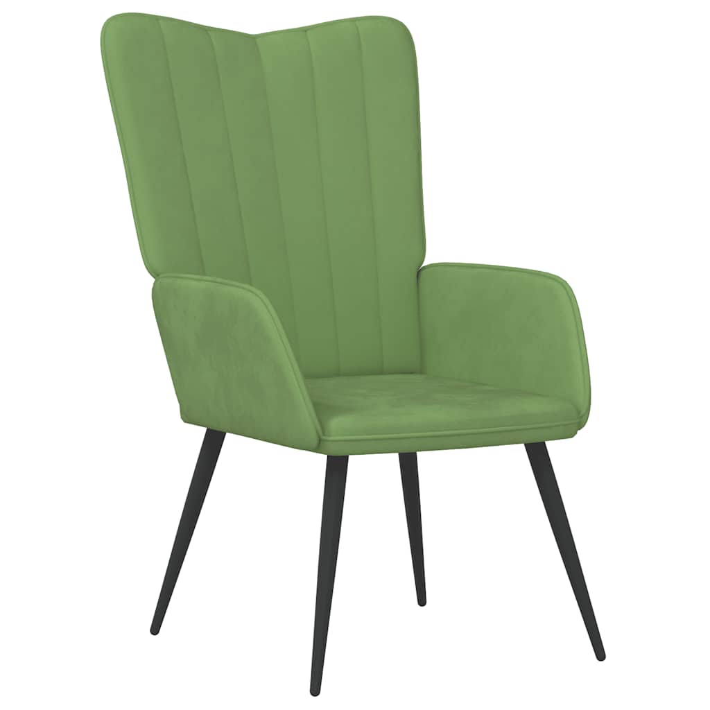 Relaxstoel met voetenbank fluweel lichtgroen