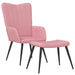 Relaxstoel met voetenbank fluweel roze