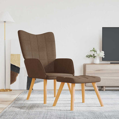 Relaxstoel met voetenbank stof bruin