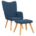 Relaxstoel met voetenbank stof blauw