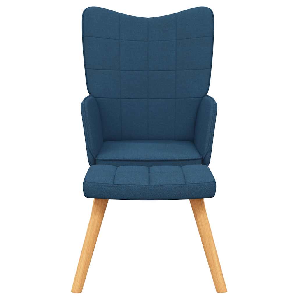 Relaxstoel met voetenbank stof blauw