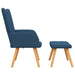 Relaxstoel met voetenbank stof blauw