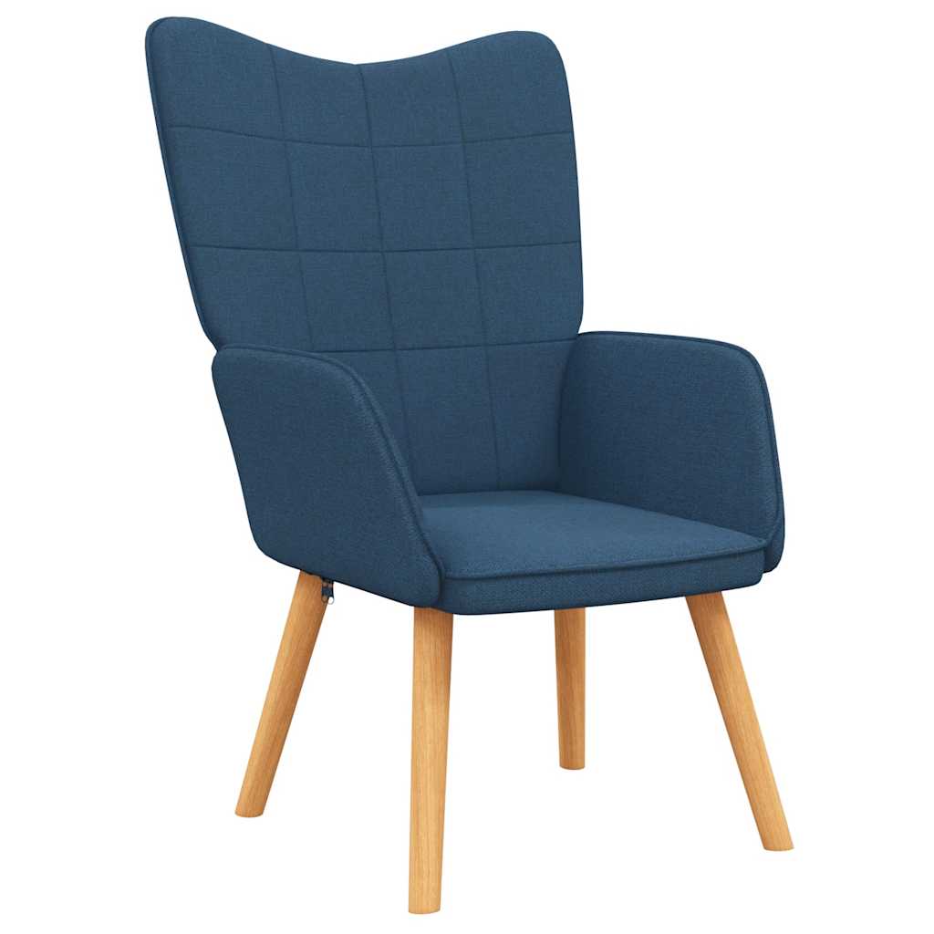 Relaxstoel met voetenbank stof blauw