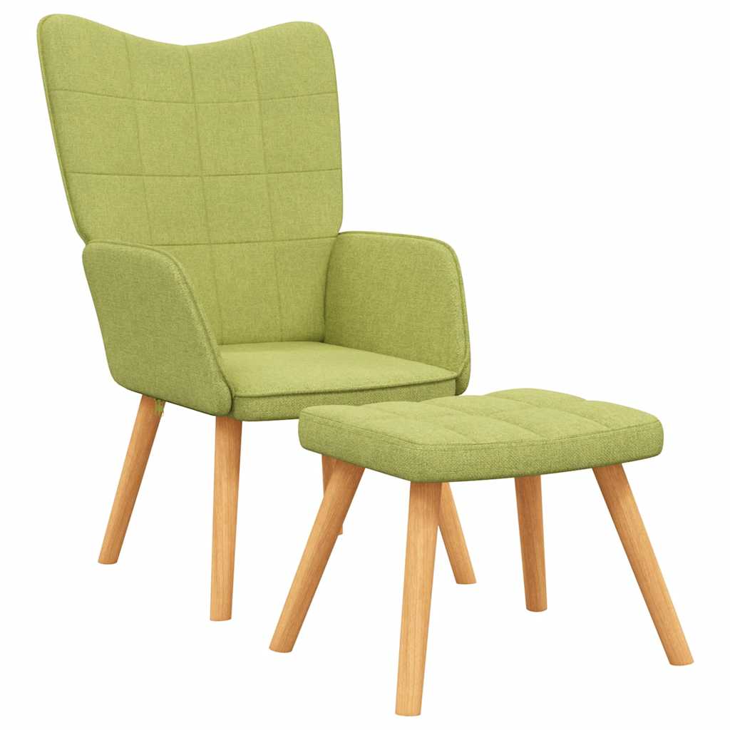 Relaxstoel met voetenbank stof groen