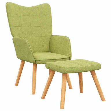 Relaxstoel met voetenbank stof groen