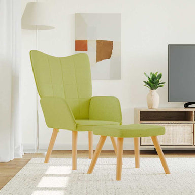 Relaxstoel met voetenbank stof groen