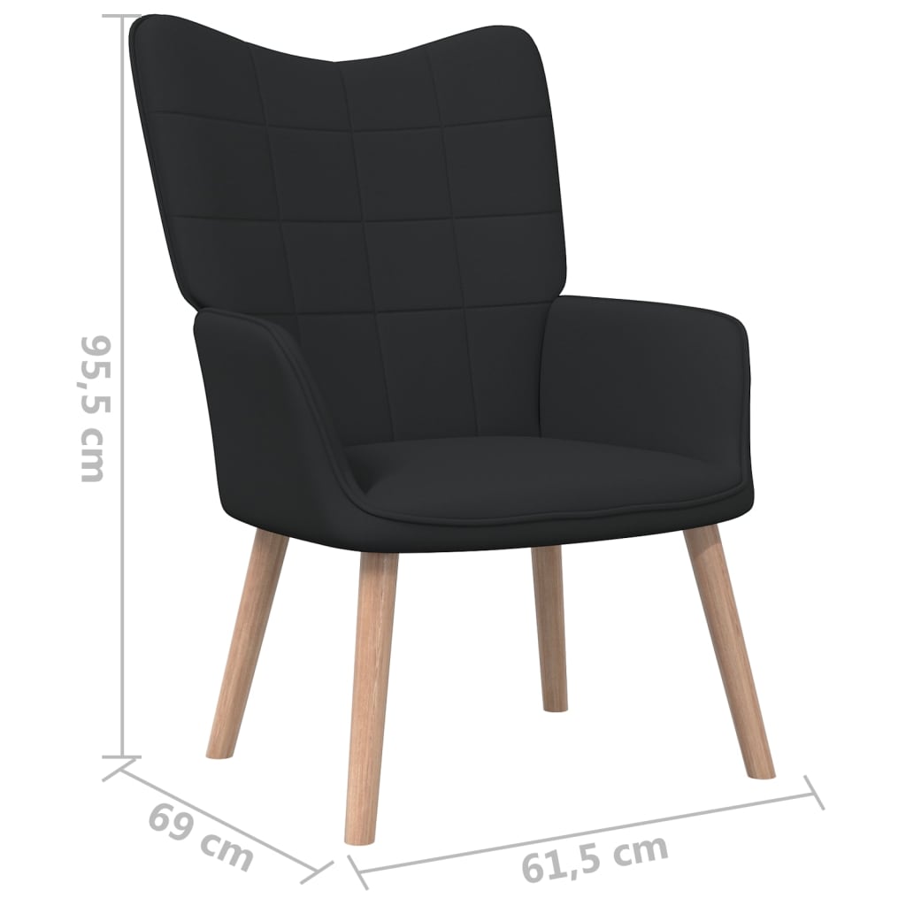 Relaxstoel met voetenbank stof zwart