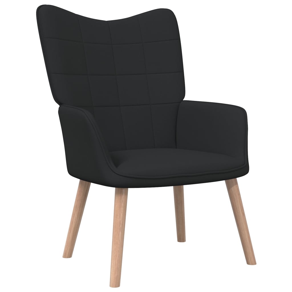 Relaxstoel met voetenbank stof zwart