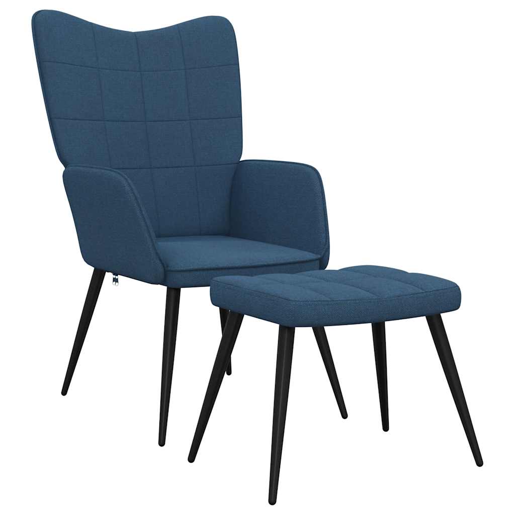 Relaxstoel met voetenbank stof blauw