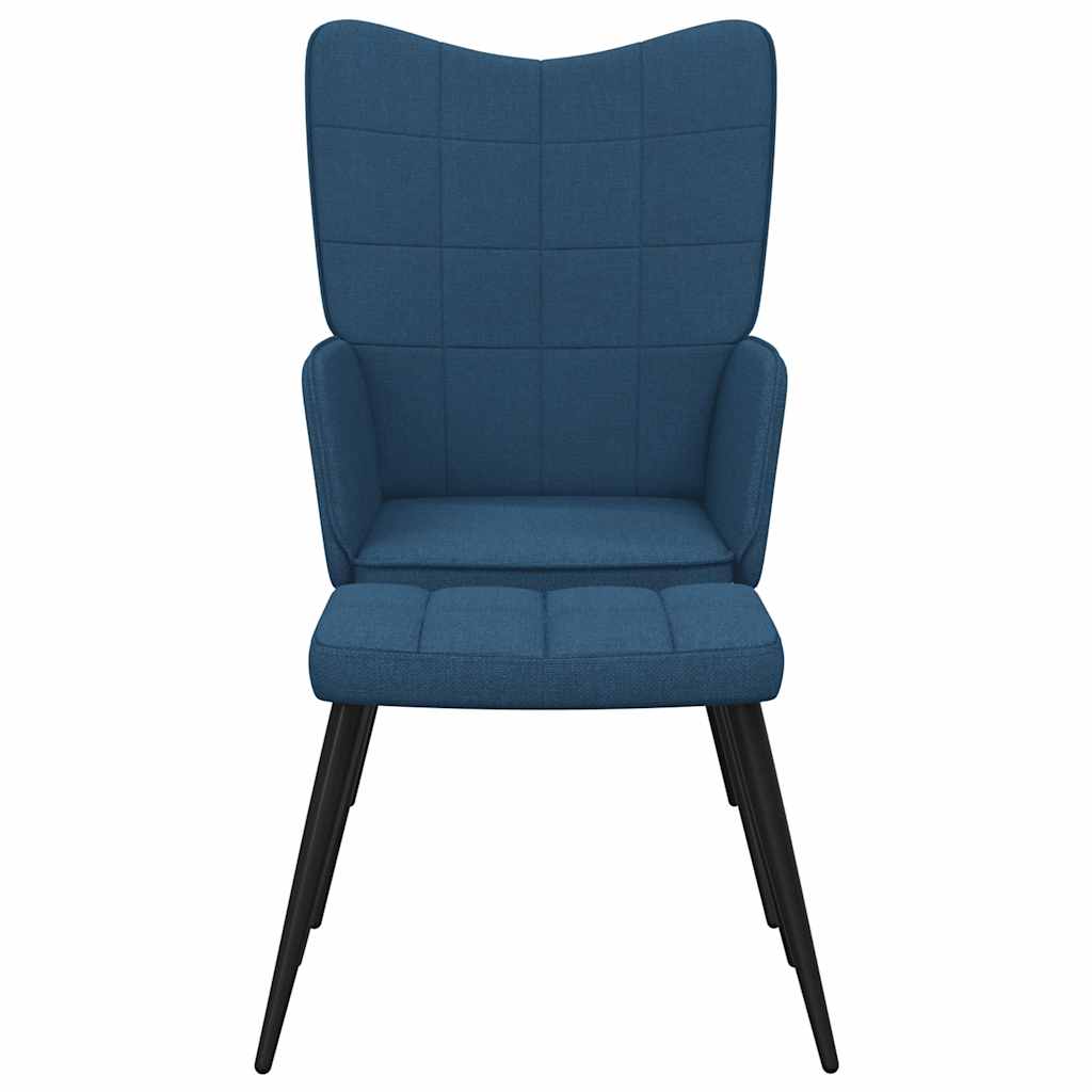 Relaxstoel met voetenbank stof blauw