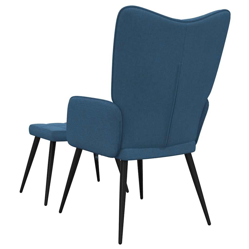 Relaxstoel met voetenbank stof blauw