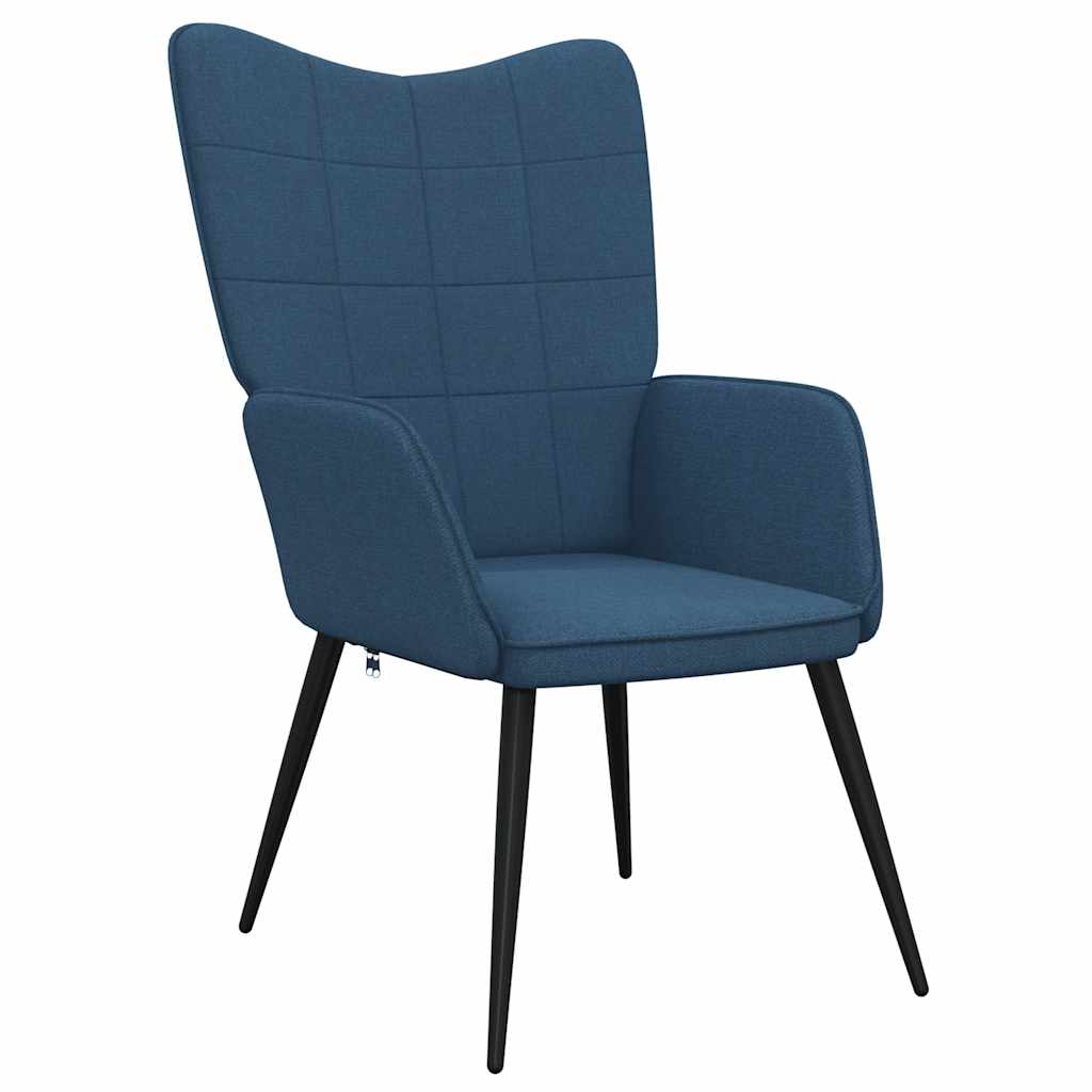 Relaxstoel met voetenbank stof blauw