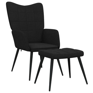 Relaxstoel met voetenbank stof zwart