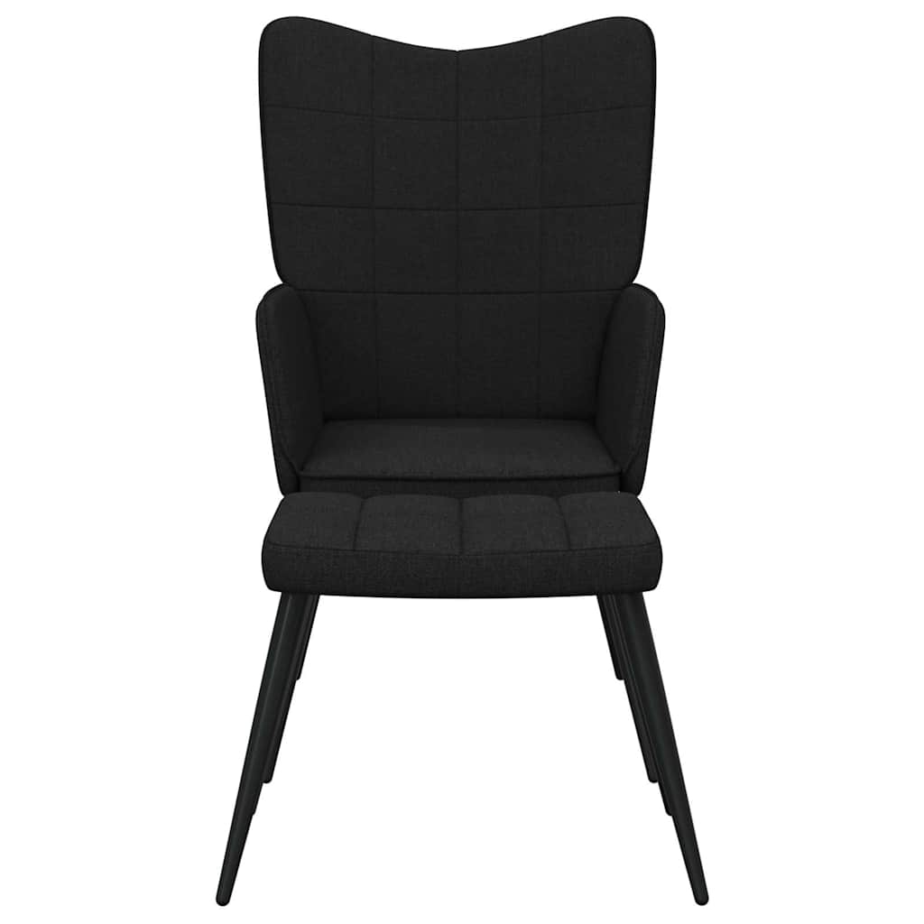 Relaxstoel met voetenbank stof zwart
