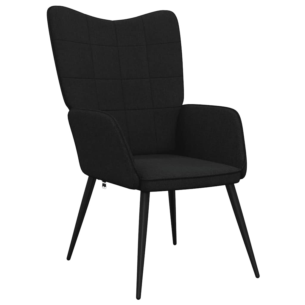 Relaxstoel met voetenbank stof zwart