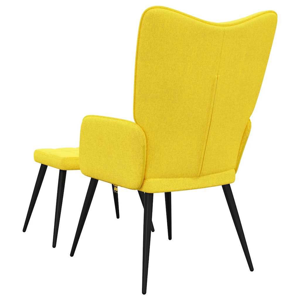 Relaxstoel met voetenbank stof mosterdgeel