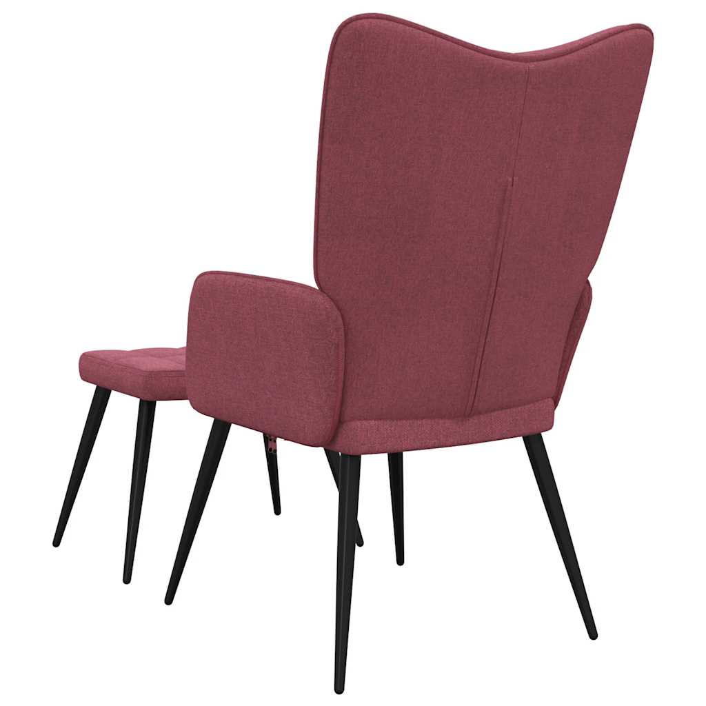 Relaxstoel met voetenbank stof wijnrood