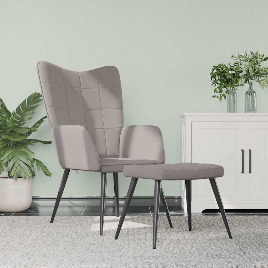 Relaxstoel met voetenbank stof taupe