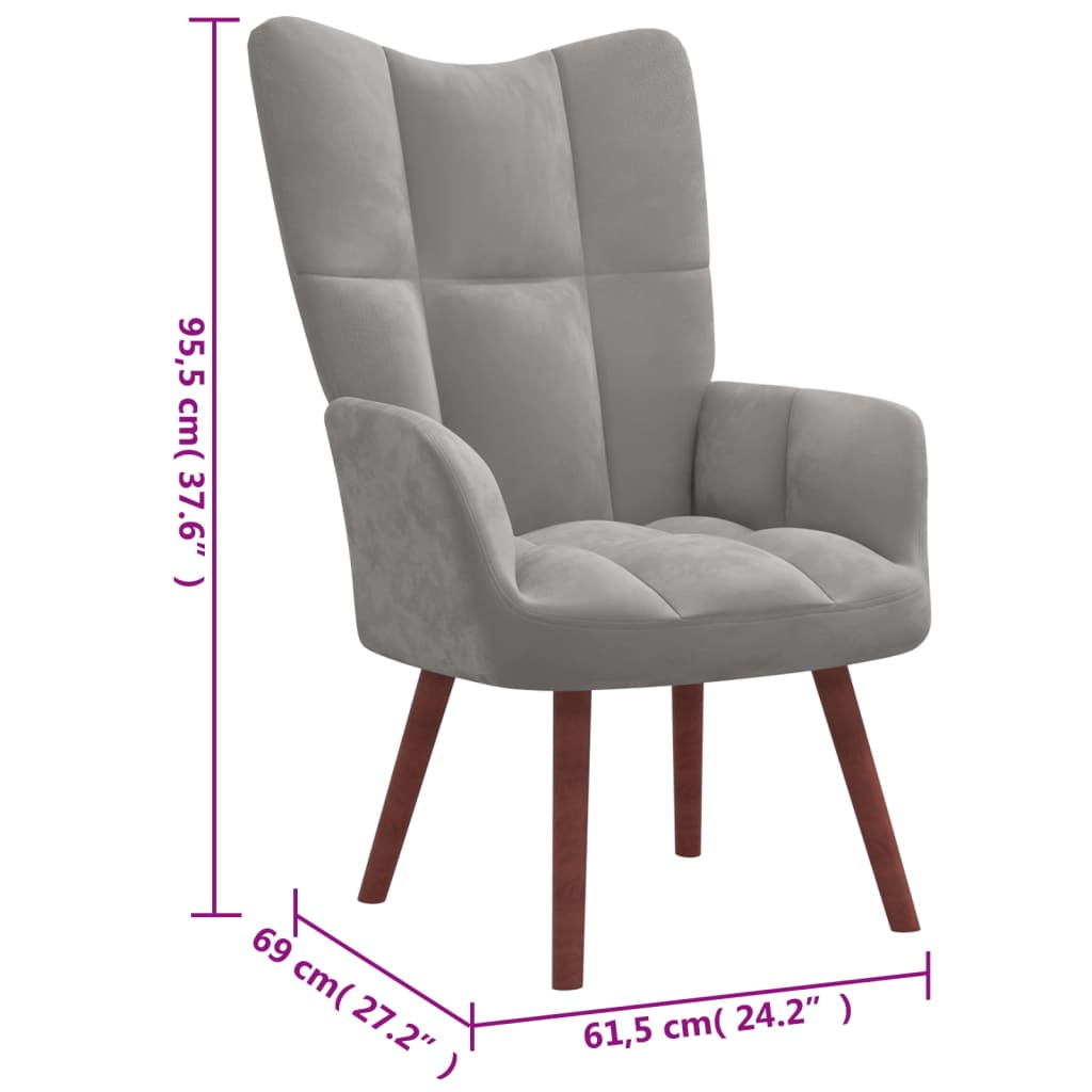 Relaxstoel fluweel lichtgrijs