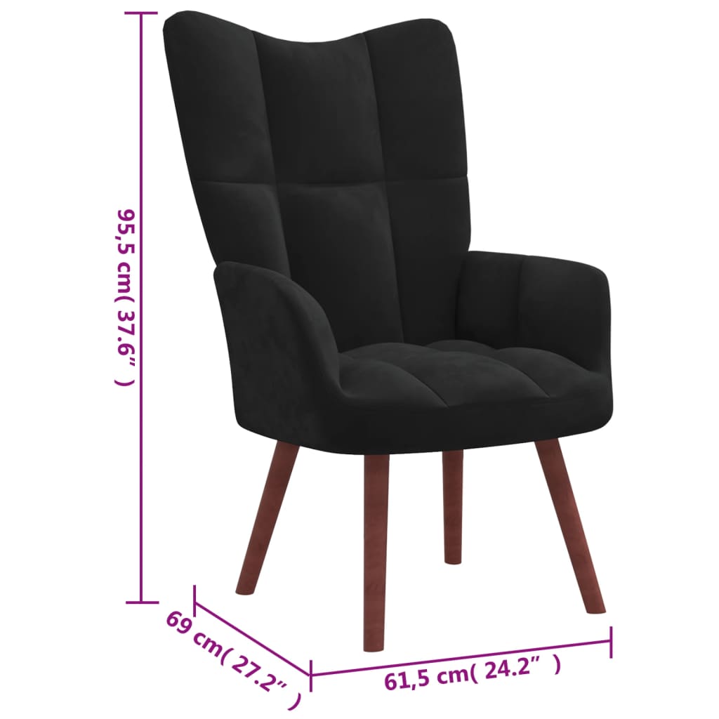 Relaxstoel fluweel zwart