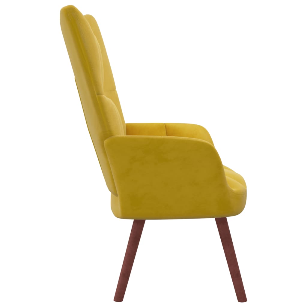 Relaxstoel fluweel mosterdgeel