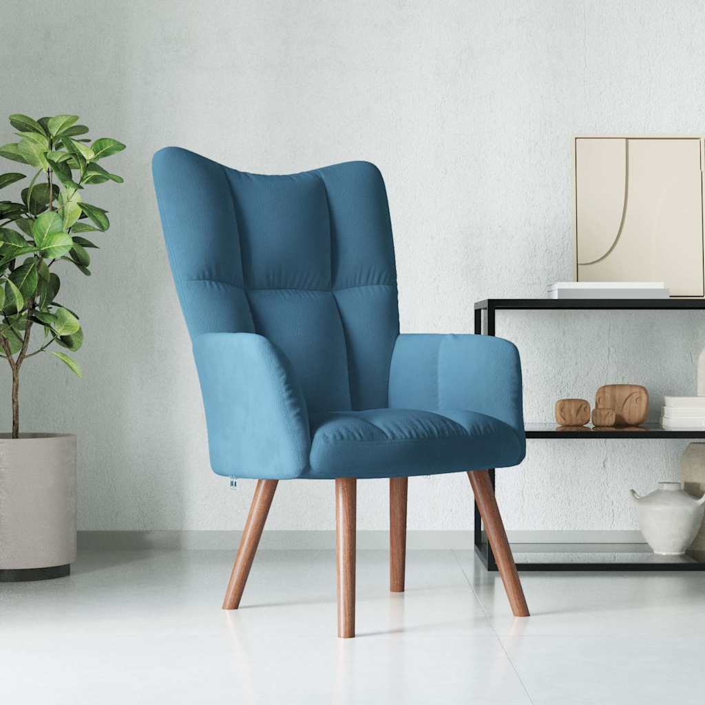 Relaxstoel fluweel blauw
